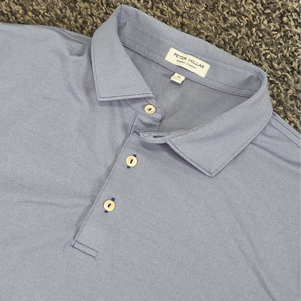 Peter Millar Summer Comfort Mens XL Polo Golf Solid Blue No Course Logos